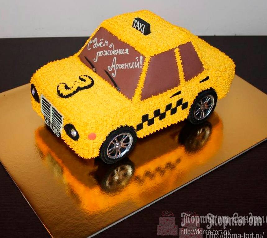 Торт - Машина Такси / TAXI со светодиодными фарами