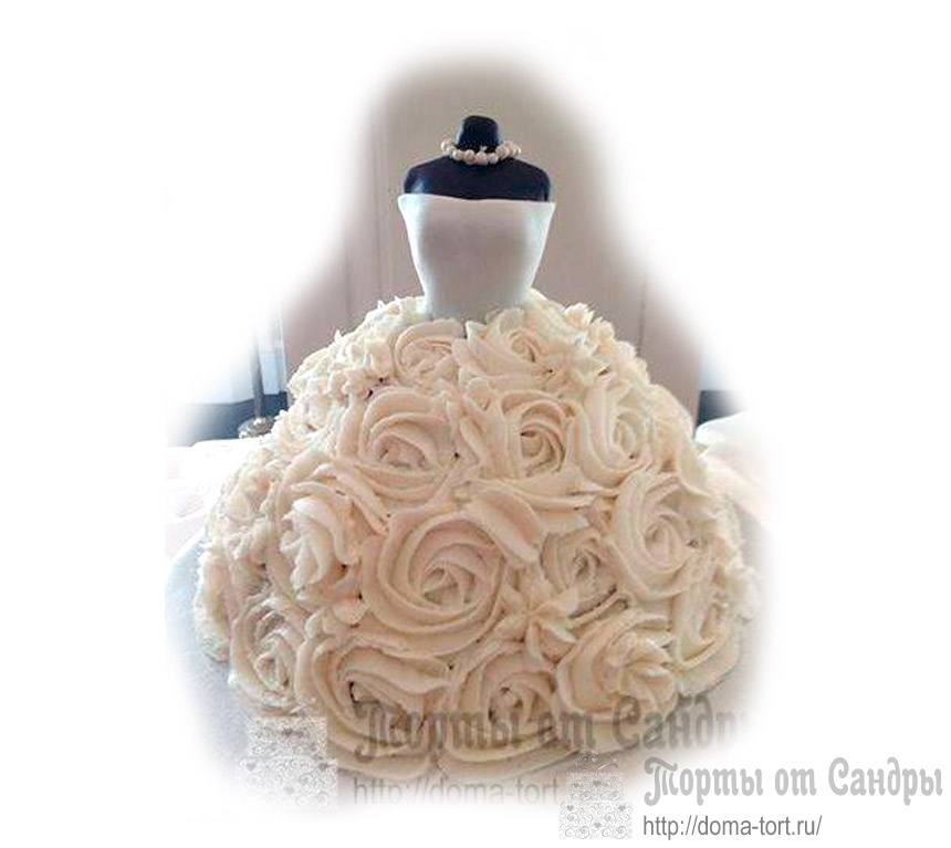 ФОТО-ОБРАЗЕЦ Свадебный торт - Платье невесты из белых роз