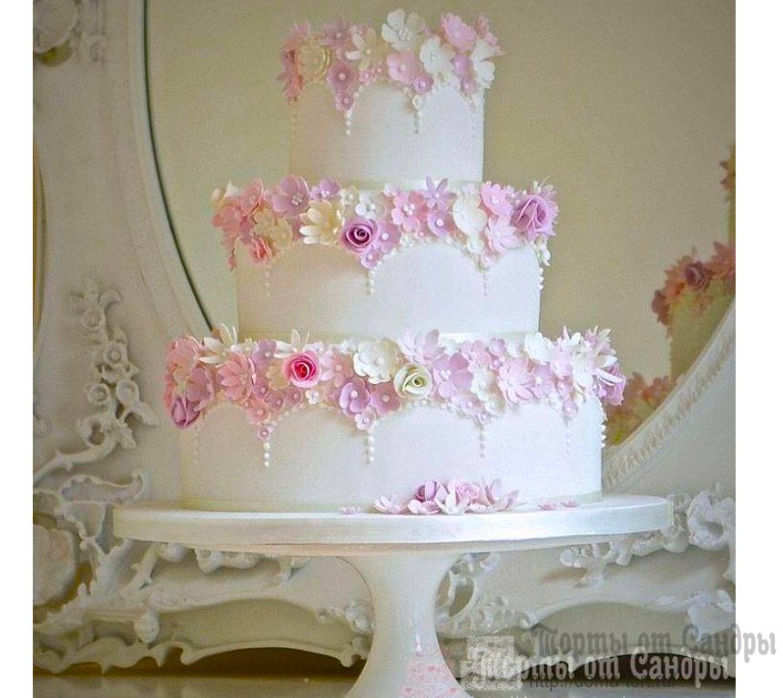 ФОТО-ОБРАЗЕЦ Свадебный торт - Нежные цветочки