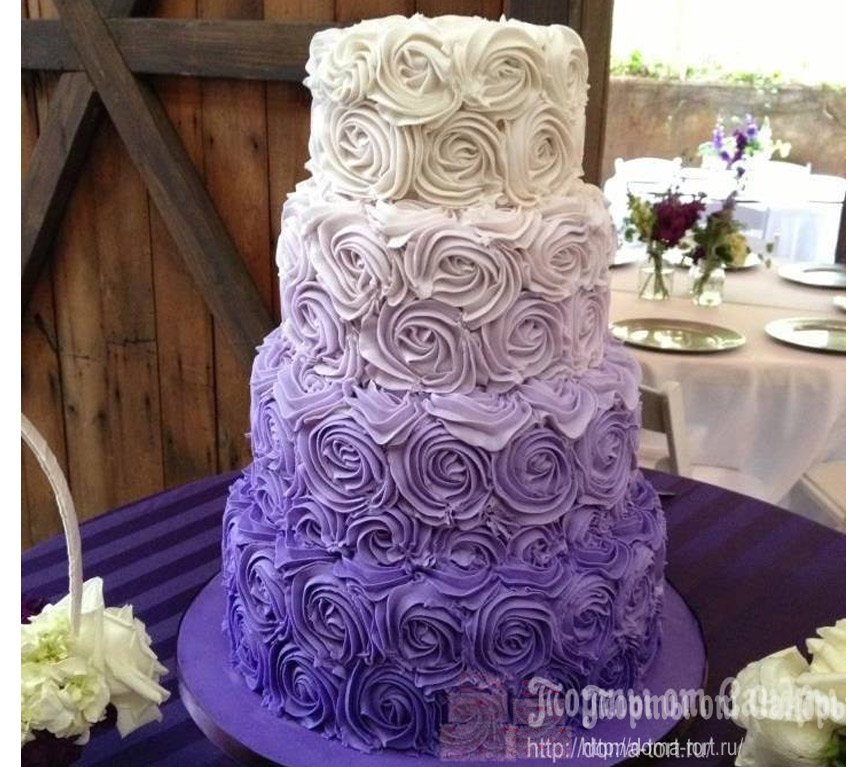 ФОТО-ОБРАЗЕЦ Торт свадебный - С пурпурными розами