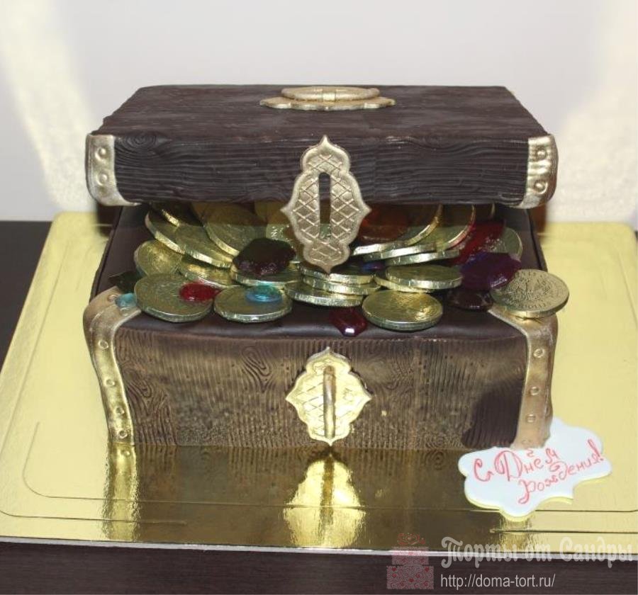 Торт - Сундук с сокровищам, монетами и драгоценными камнями / клад